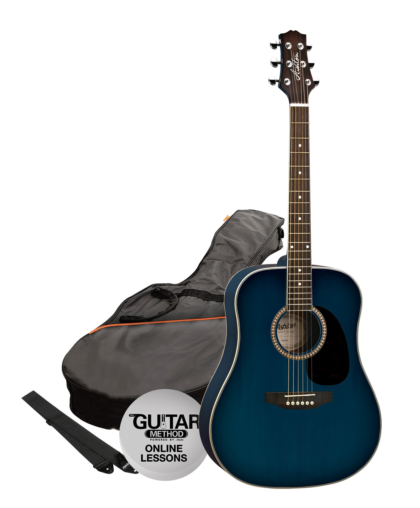 Ashton Acoustic Guitar (with steel strings, strap and bag)