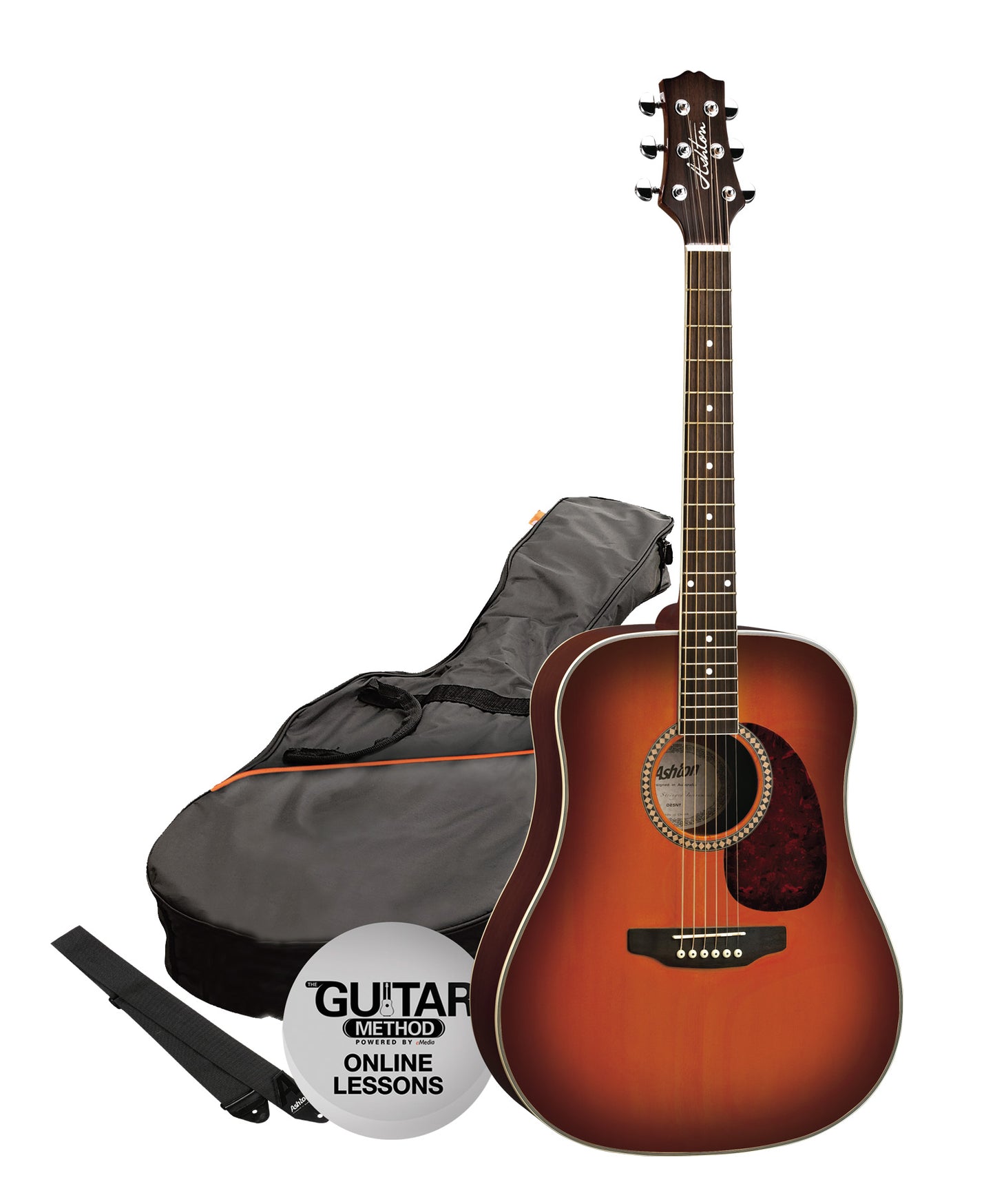 Ashton Acoustic Guitar (with steel strings, strap and bag)