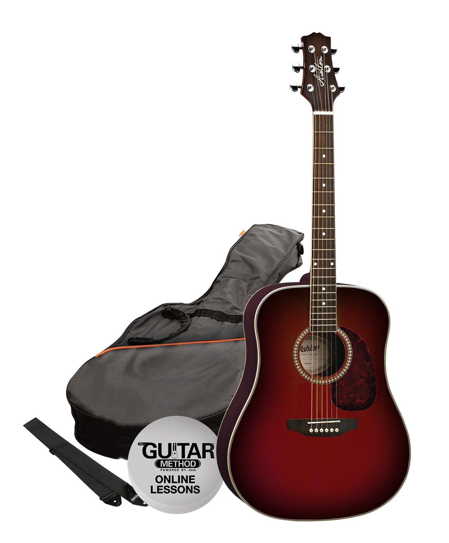 Ashton Acoustic Guitar (with steel strings, strap and bag)