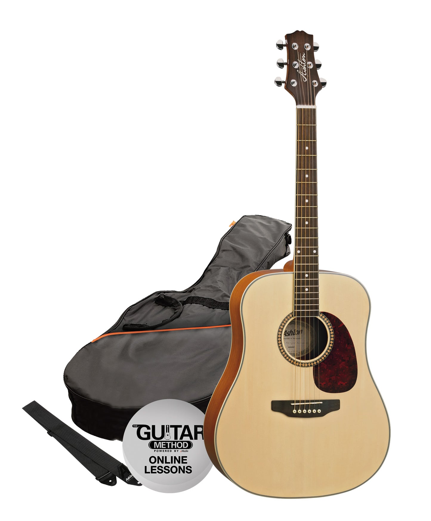 Ashton Acoustic Guitar (with steel strings, strap and bag)